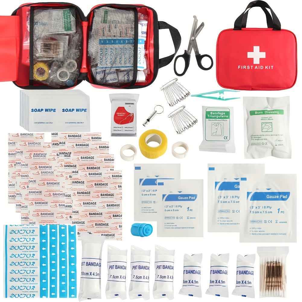 27pcs/173pcs Multi-purpose Small/Large First Aid Kit: Portable Bag For Outdoor Hunting, Hiking, Camping And More - Including Emergency Supplies! Included Accessories