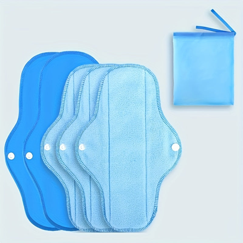 6pcs Reusable Sanitary Napkins Set - Ultra-Absorbent, Leak-Proof, and Misplacement-Proof Feminine Hygiene Products with Wings for Large Flow - Includes 1pc Storage Bag and Unscented Design for Comfortable and Convenient Menst