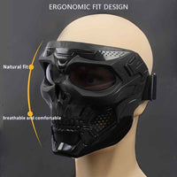 Skull Mask Full Face Protective Goggles - Windproof, Tactical Outdoor Cycling & Motorcycle Riding Eyewear With Drawstring Closure For Adults