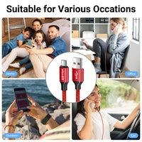 5-Pack Durable Nylon Braided USB Type-C Charging Cables 3FT 6FT 9FT Options Compatible 10-20W Power Delivery ≤36V Braided Cable