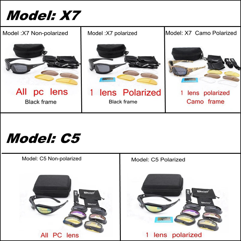 Daisy Tactical Polarized Glasses Outdoor Sport Goggles Sunglasses with 4 Lens Original Box Men Shooting Hiking Eyewear Gafas