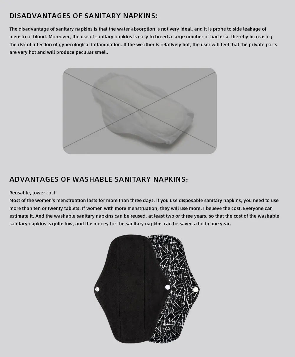 Reusable Menstrual Pads for Monthly Gaskets Women's Panties Washable Sanitary Napkin Female Hygiene Daily Towels Personal Health
