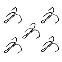 10Pcs/lot 2# 4# 6# 8# 10# Black Fishing Hook High Carbon Steel Treble Overturned Hooks Fishing Tackle Round Bend Treble For Bass