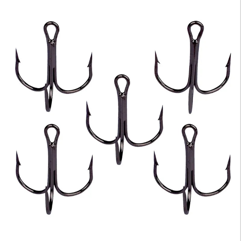 10Pcs/lot 2# 4# 6# 8# 10# Black Fishing Hook High Carbon Steel Treble Overturned Hooks Fishing Tackle Round Bend Treble For Bass