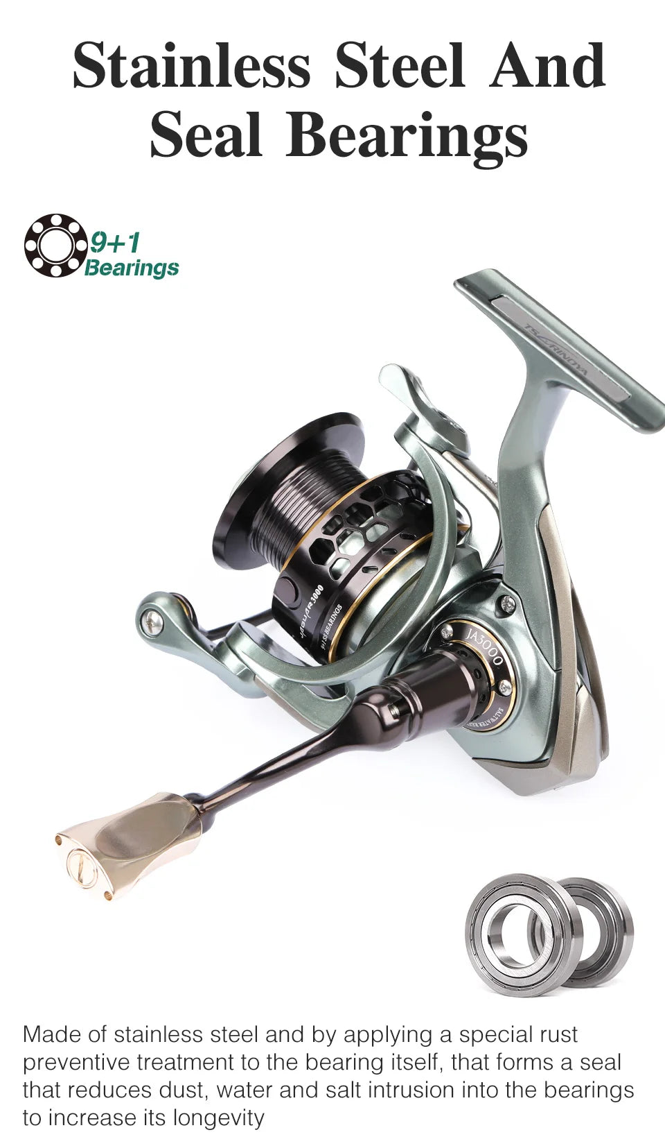 TSURINOYA Jaguar 1000 2000 3000 Long Casting Double Spool Stainless Steel Bearing  Fishing Spinning Bass Reel Saltwater