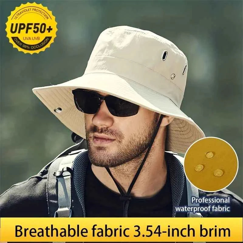 Waterproof Fisherman Hat Outdoor Summer Sun Anti UV Protection Breathable Mesh Camping Hiking Mountaineering Caps Mens Women