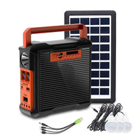 Solar Panel Generator Kit with 3 LED Bulbs Bluetooth Radio Speaker for Outdoor Camping Emergency Power Supply