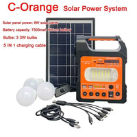 Solar Panel Generator Kit with 3 LED Bulbs Bluetooth Radio Speaker for Outdoor Camping Emergency Power Supply