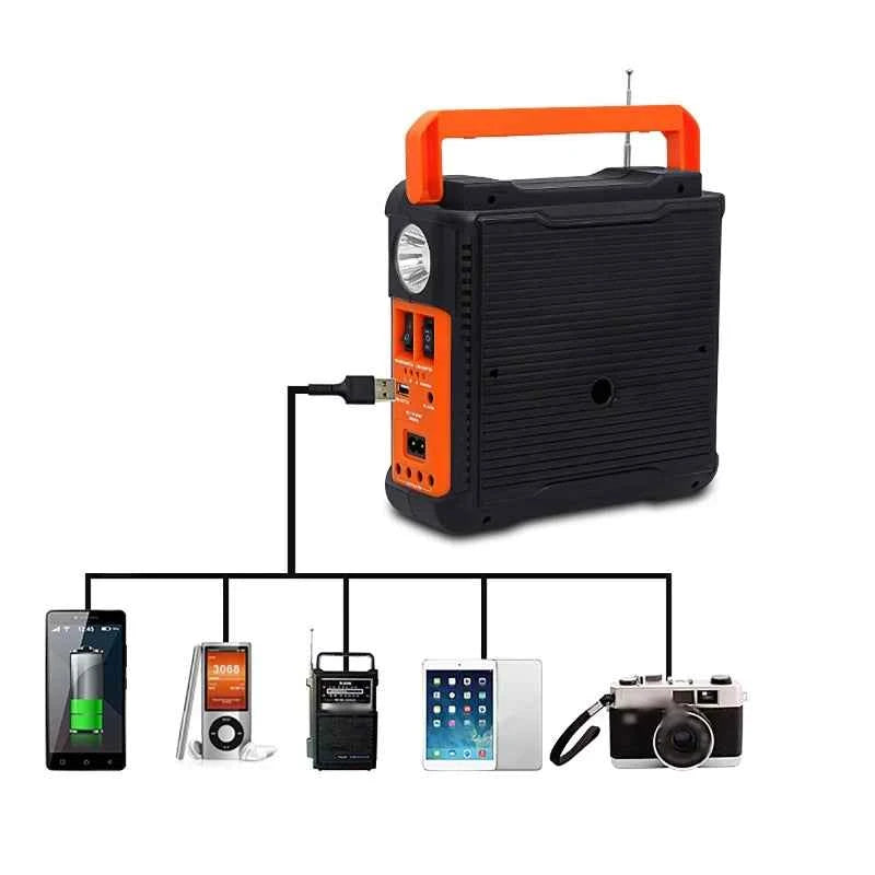 Solar Panel Generator Kit with 3 LED Bulbs Bluetooth Radio Speaker for Outdoor Camping Emergency Power Supply