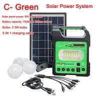 Solar Panel Generator Kit with 3 LED Bulbs Bluetooth Radio Speaker for Outdoor Camping Emergency Power Supply