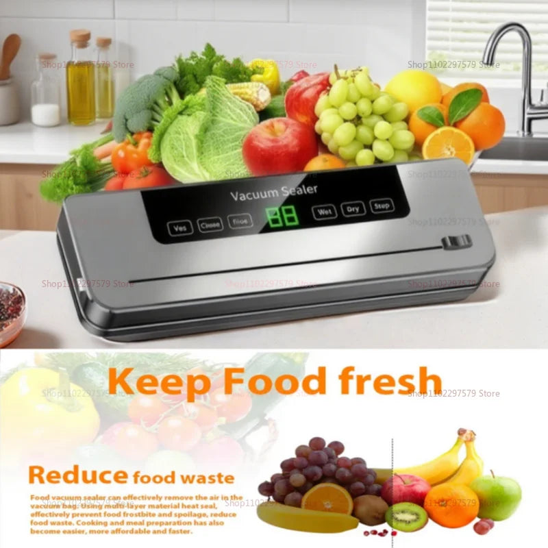 Electric Vacuum Sealer Built-In Cutter Knife Dry/Wet Food Sealed Packaging Kitchen Food Preservation Vacuum Packaging Machine