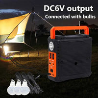 Solar Panel Generator Kit with 3 LED Bulbs Bluetooth Radio Speaker for Outdoor Camping Emergency Power Supply