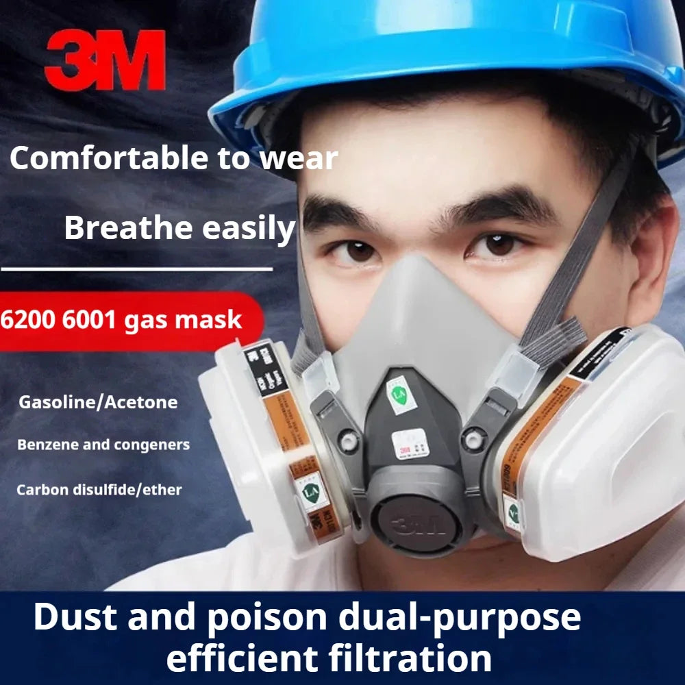 3M 6200 Mask or 9in1 6200 Half Facepiece Gas Mask Respirator With 6001/2091 Filter Fit Painting Spraying Dust Proof