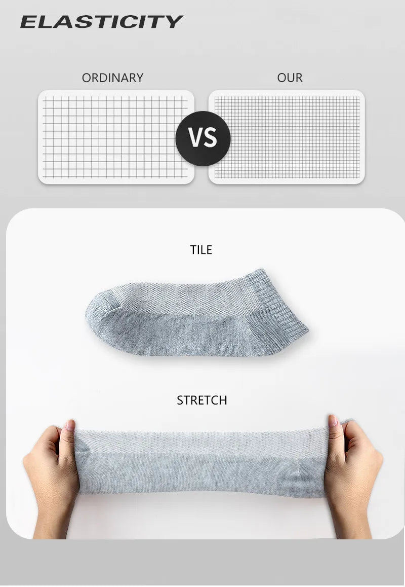 6 Pairs Breathable Men's Socks Short Ankle Elastic Solid Color Mesh High Quality Business Unisex Sokken Plus Size EU38-47