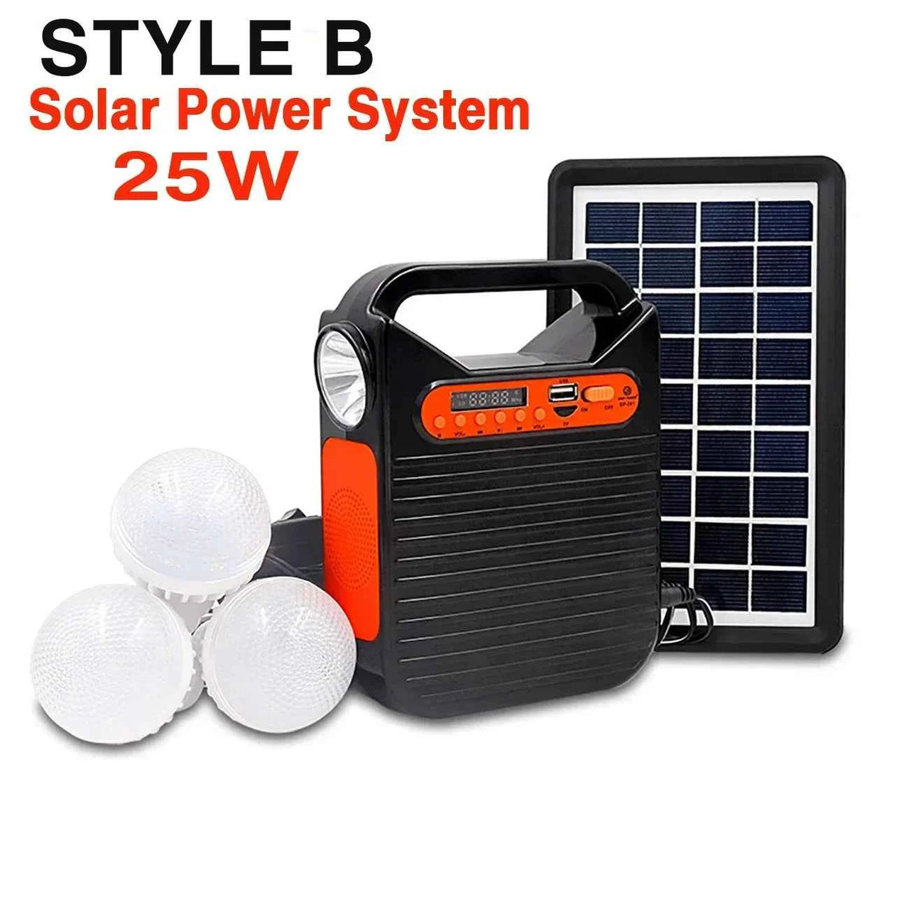 Solar Panel Generator Kit with 3 LED Bulbs Bluetooth Radio Speaker for Outdoor Camping Emergency Power Supply