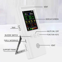 9 In 1 Air Quality Detector PM2.5 PM10 HCHO TVOC CO CO2 AQI Temperature Humidity Multifunctional LCD Digital Air Quality Monitor