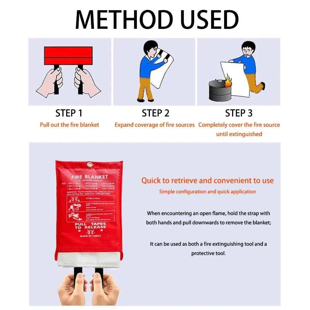 Fire Flame Retardant Emergency Blanket Survival Shelter Safety Cover Fire Extinguisher Reusable Fireproof Mat