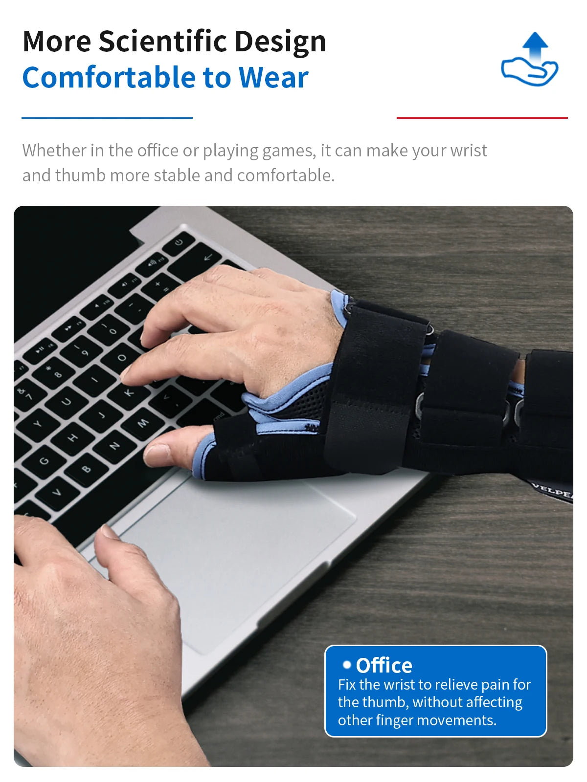 VELPEAU Wrist Brace for Arthritis Pain and Sprain Stable and Breathable Wrist Splint with Thumb Support for Men and Women