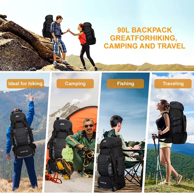 90L Waterproof Hiking Backpack Camping Rucksack Large Capacity Travel Outdoor Sports Bag for Trekking Camping Equipment - Seeds-or-Survival