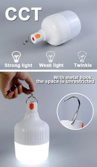 200W 80W 60W High Power LED Camping Light Rechargeable Portable Lanterns Outdoor Emergency BBQ Tent Lighting Lamp Bulb with Hook