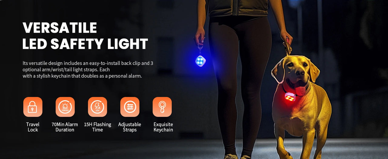 Wsdcam Personal LED Emergency Night Light + Press Tap Fast Alarm Type-C Charging 130dB Safety Self Defense Alarm with Key Chain