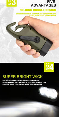 Portable LED Flashlight Tent Light Hand Crank Dynamo Solar Power Torch for Outdoor Camping Hiking Long-range Emergency Lantern
