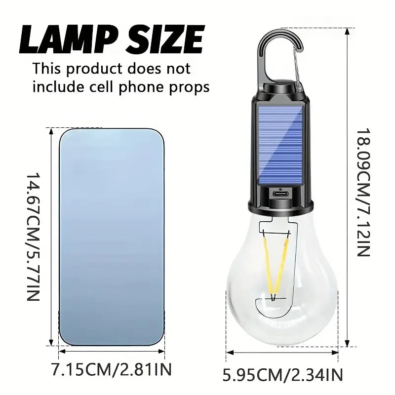 Solar Charging Decorative Light USB Charging Camping Portable Light Home Hanging Hands-free Suitable for Emergency Lighting dimensions