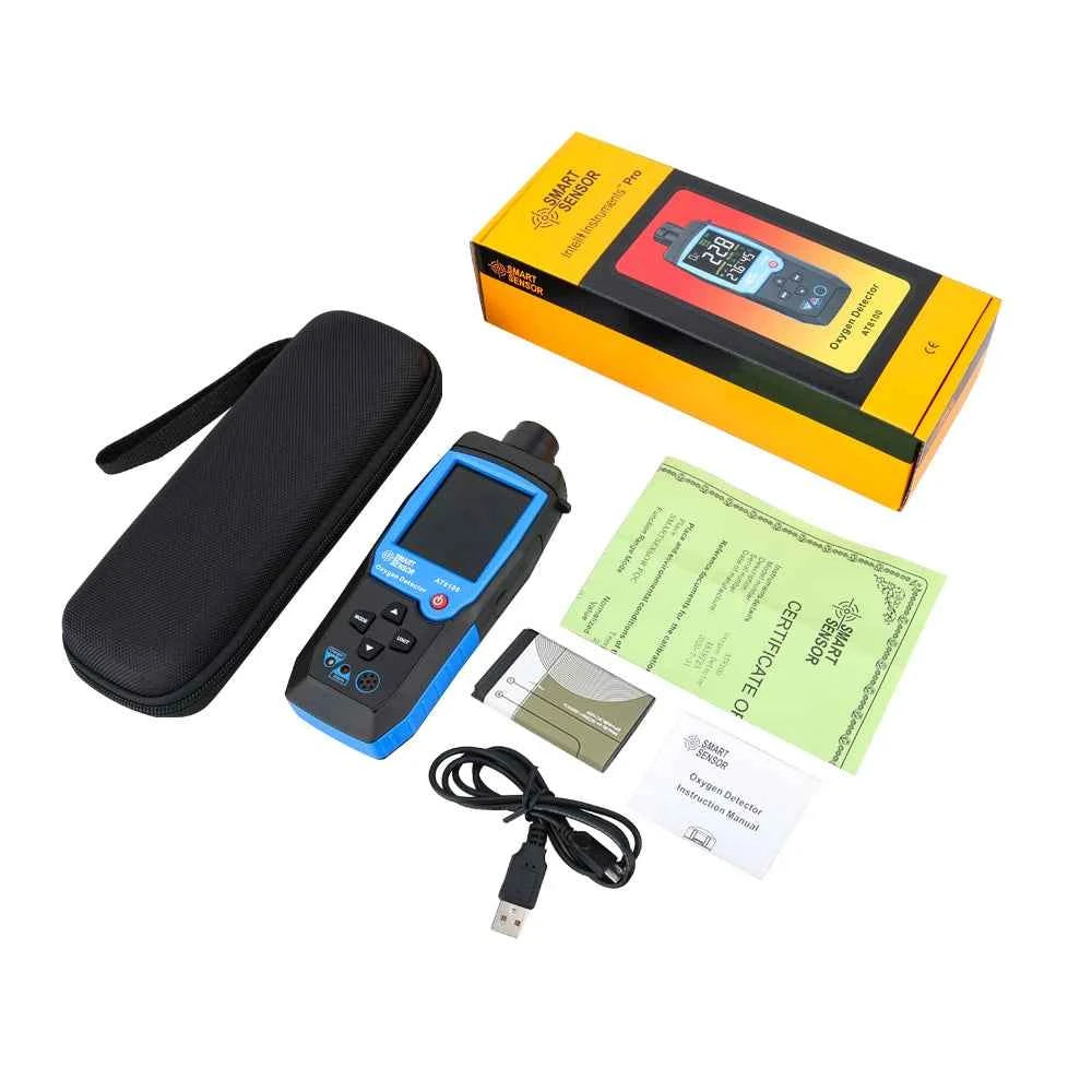 Digital Oxygen Meter O2 Gas Detector Sound Light Alarm Gas Monitor Air Quality Meter with Temperature LCD Display