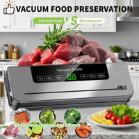 Electric Vacuum Sealer Built-In Cutter Knife Dry/Wet Food Sealed Packaging Kitchen Food Preservation Vacuum Packaging Machine