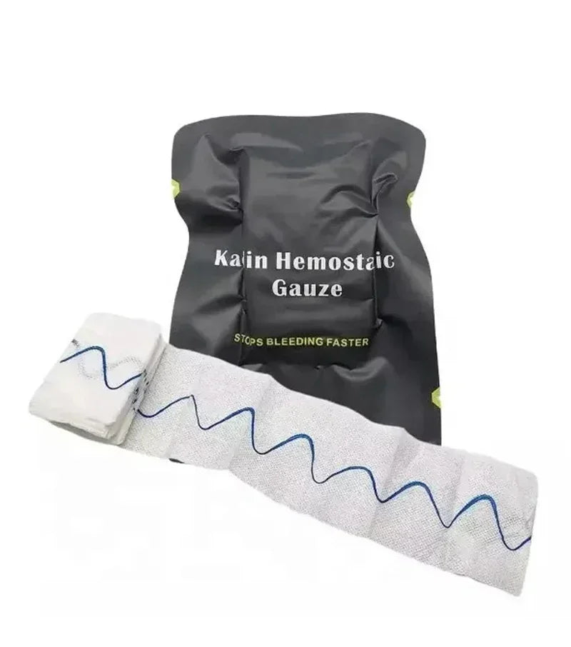 Kaolin Hemostatic Compressed Gauze Emergency Outdoor Binding Fixed Bandage First Aid Kit Bleeding Trauma Wound Dressing - Seeds-or-Survival