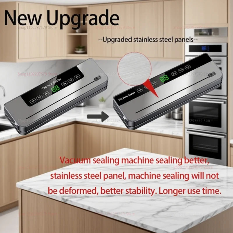Electric Vacuum Sealer Built-In Cutter Knife Dry/Wet Food Sealed Packaging Kitchen Food Preservation Vacuum Packaging Machine