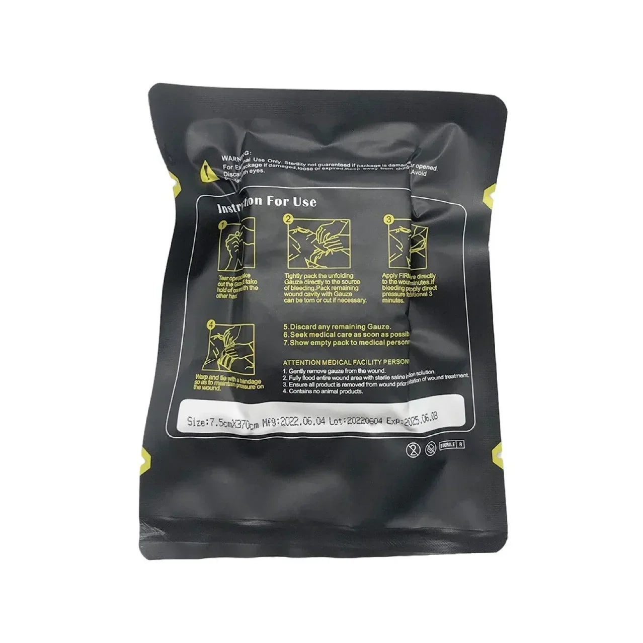 Kaolin Hemostatic Compressed Gauze Emergency Outdoor Binding Fixed Bandage First Aid Kit Bleeding Trauma Wound Dressing - Seeds-or-Survival