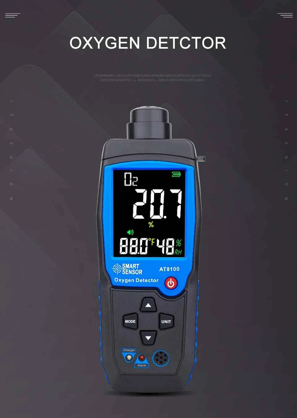 Digital Oxygen Meter O2 Gas Detector Sound Light Alarm Gas Monitor Air Quality Meter with Temperature LCD Display