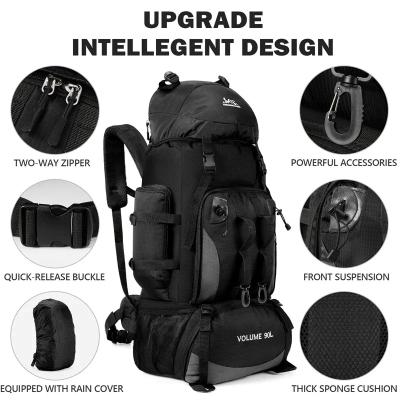 90L Waterproof Hiking Backpack Camping Rucksack Large Capacity Travel Outdoor Sports Bag for Trekking Camping Equipment - Seeds-or-Survival