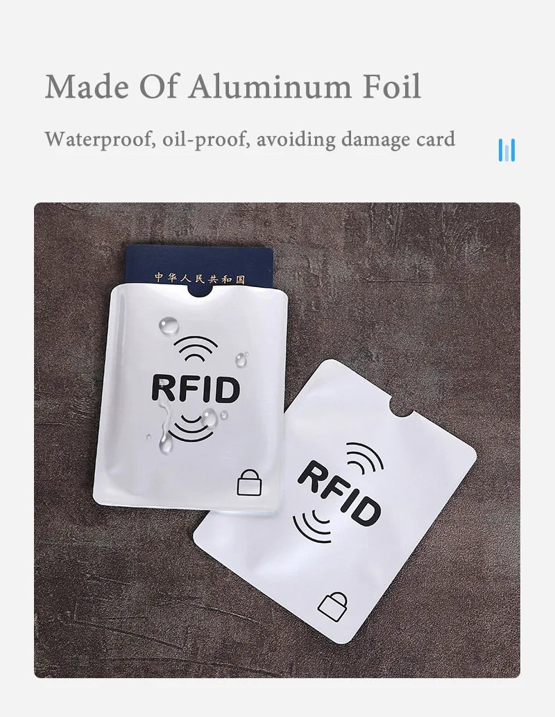 10pcs Anti-Scan Card Sleeve Credit NFC RFID Card Protector Anti-magnetic Aluminum Foil Portable Bank Card Holder
