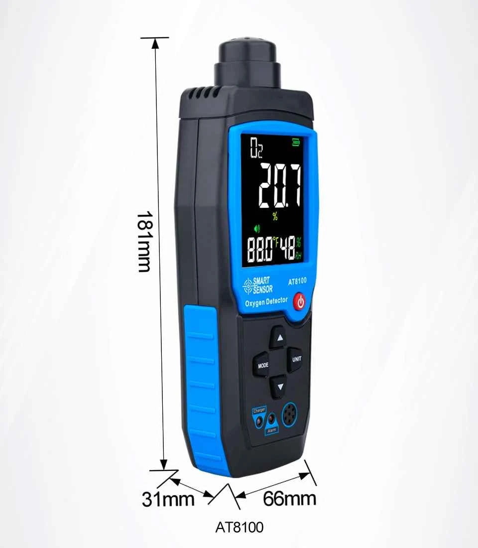 Digital Oxygen Meter O2 Gas Detector Sound Light Alarm Gas Monitor Air Quality Meter with Temperature LCD Display