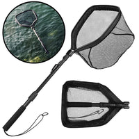 Floating Fishing Net Foldable Landing Net Easy Catch&Release with Telescopic Pole Rubber Coated Fish Net for Saltwater Freshwate