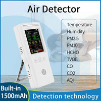 9 In 1 Air Quality Detector PM2.5 PM10 HCHO TVOC CO CO2 AQI Temperature Humidity Multifunctional LCD Digital Air Quality Monitor