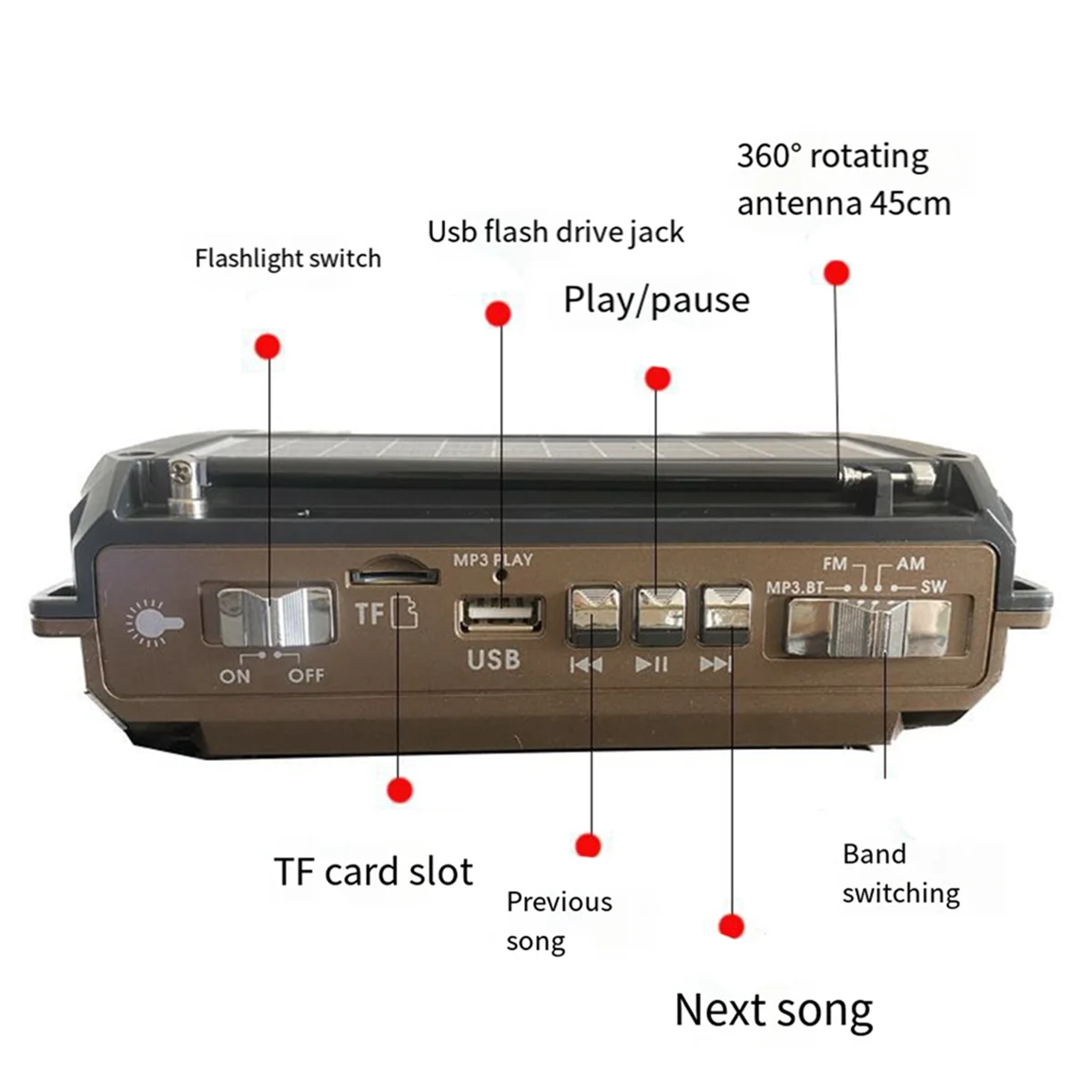 Radio Hand Crank Power Generation Solar Charging Three-Band Bluetooth Card MP3 Multifunction Play Radio - Seeds-or-Survival