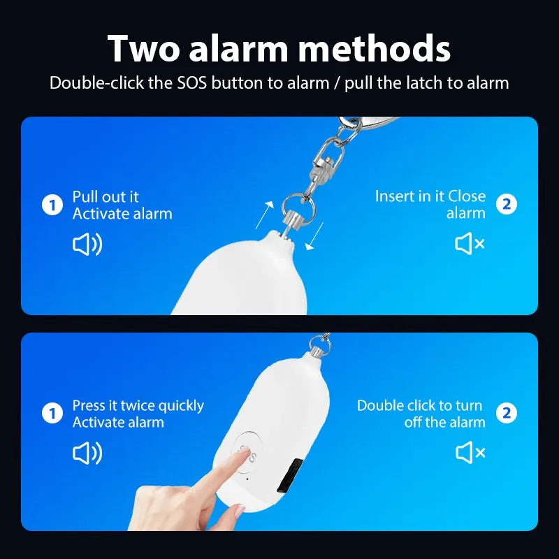 Kids Elderly Women Emergency SOS Personal Alarm Self Defense Keychain- Panic Button Or Pull Pin Alert Device 130 DB Loud Safety