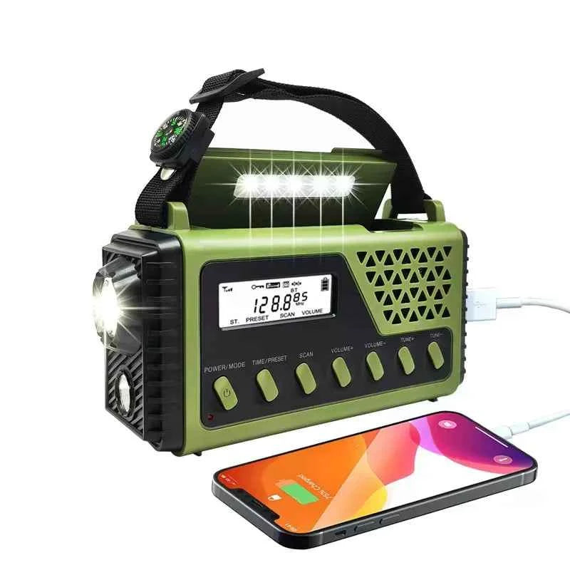 Emergency Crank Radio with 10000mAh/37000mWh Power Bank, AM/FM/SW  bluetooth wide Radio, 5-Way Solar blackout Radio