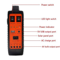 Solar Panel Generator Kit with 3 LED Bulbs Bluetooth Radio Speaker for Outdoor Camping Emergency Power Supply