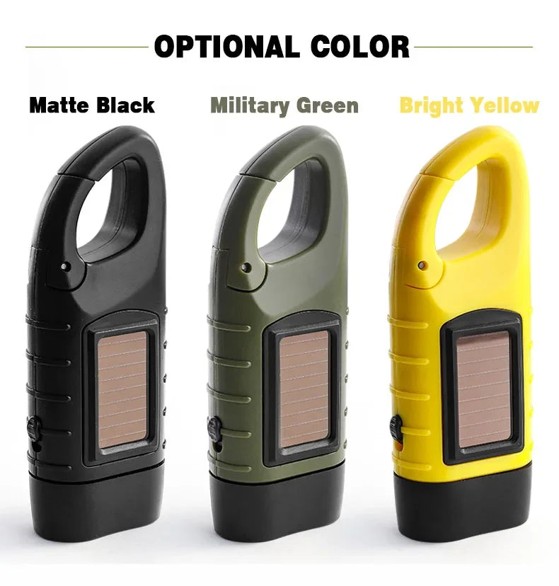 Portable LED Flashlight Tent Light Hand Crank Dynamo Solar Power Torch for Outdoor Camping Hiking Long-range Emergency Lantern