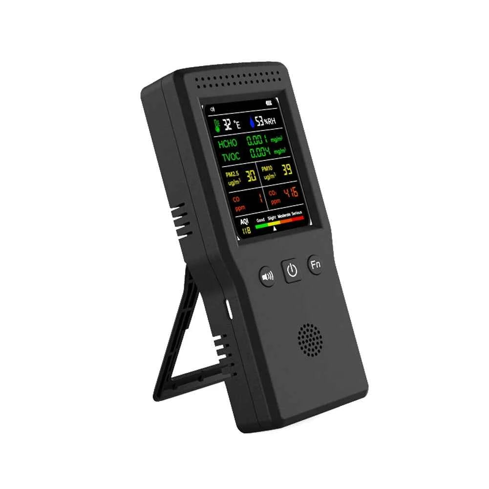 9 In 1 Air Quality Detector PM2.5 PM10 HCHO TVOC CO CO2 AQI Temperature Humidity Multifunctional LCD Digital Air Quality Monitor