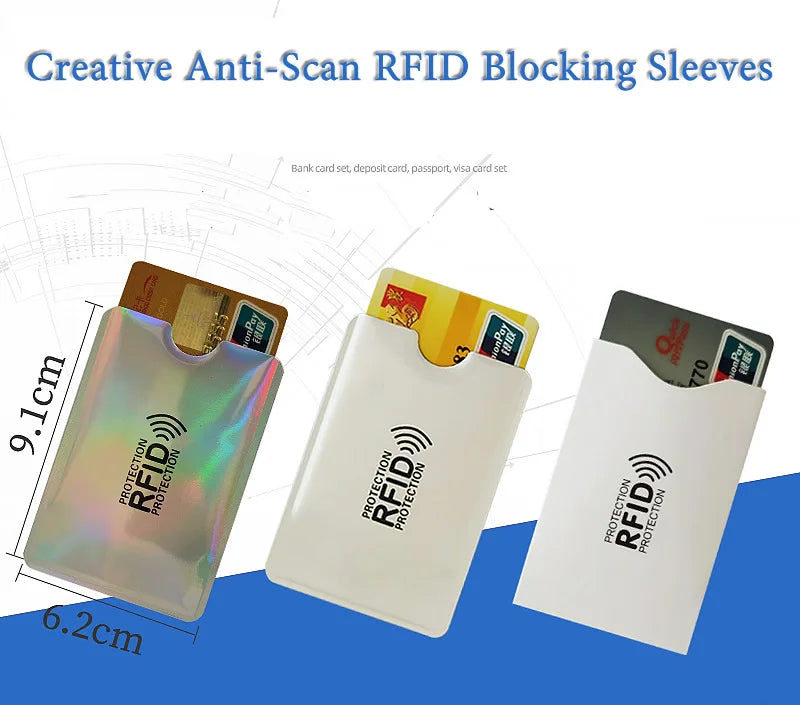 10pcs Anti-Scan Card Sleeve Credit NFC RFID Card Protector Anti-magnetic Aluminum Foil Portable Bank Card Holder
