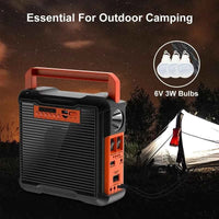 Solar Panel Generator Kit with 3 LED Bulbs Bluetooth Radio Speaker for Outdoor Camping Emergency Power Supply