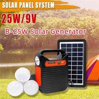 Solar Panel Generator Kit with 3 LED Bulbs Bluetooth Radio Speaker for Outdoor Camping Emergency Power Supply