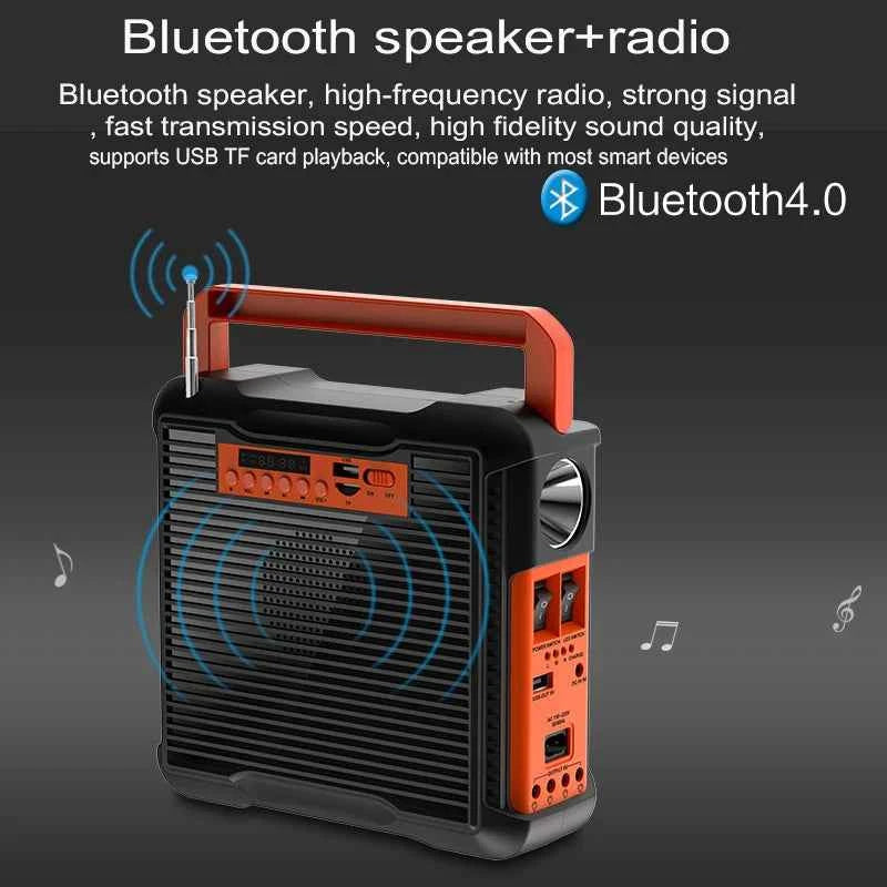 Solar Panel Generator Kit with 3 LED Bulbs Bluetooth Radio Speaker for Outdoor Camping Emergency Power Supply