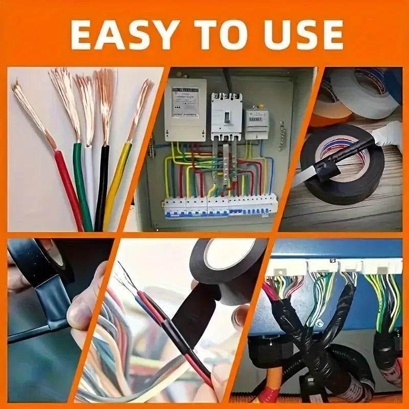 50m Heat-Resistant Black Rubber Electrical Tape - Durable, Flexible Insulating Adhesive for Industrial, Home Appliances & Mechan