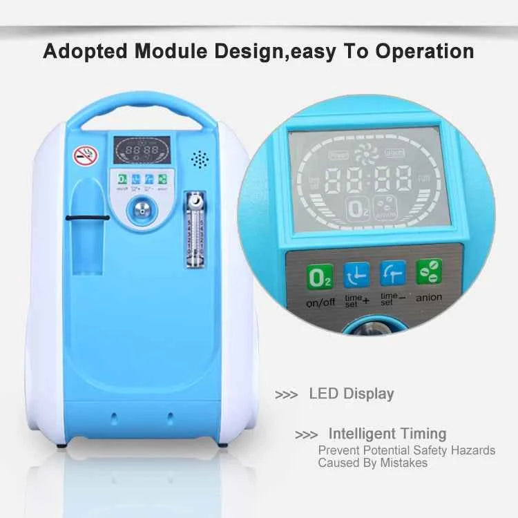 24hours Continuous 5L Portable Oxygen Generator & Concentrator Indoor/Outdoor Oxygen Chamber